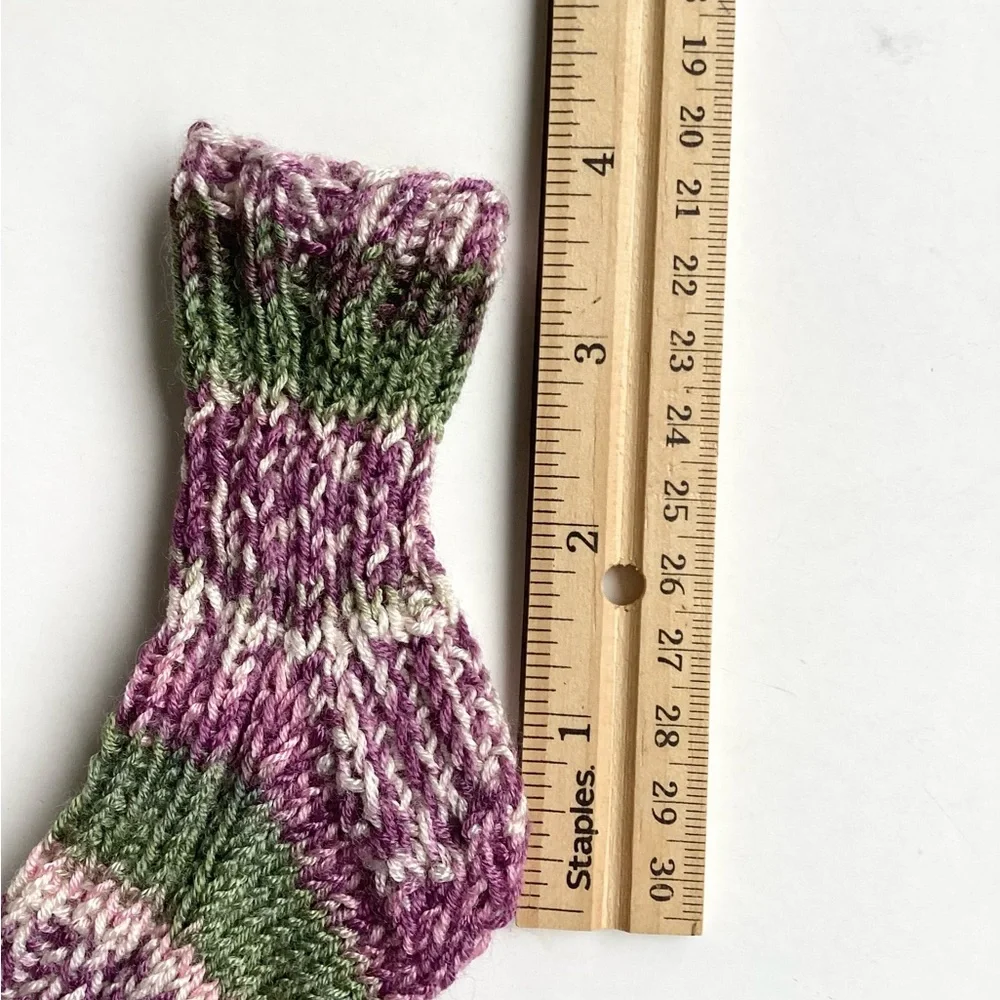 Baby Socks Hand Crafted Green Pink Purple Knit